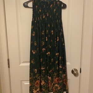 Floral print, Dark green dress
